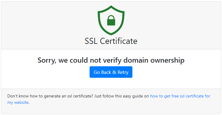 error while verifying domain